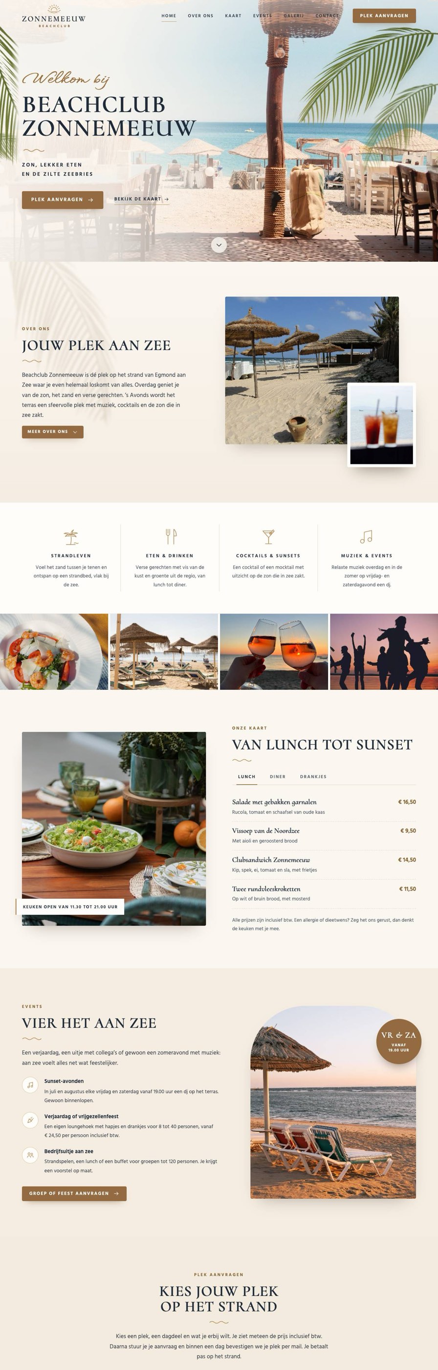 Homepage van Beachclub Zonnemeeuw