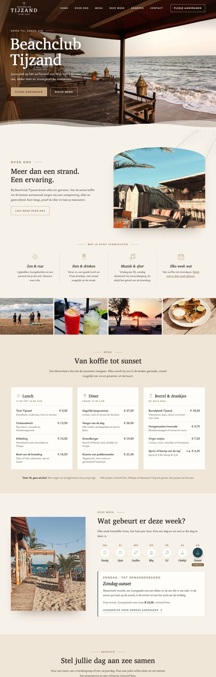Homepage van Beachclub Tijzand